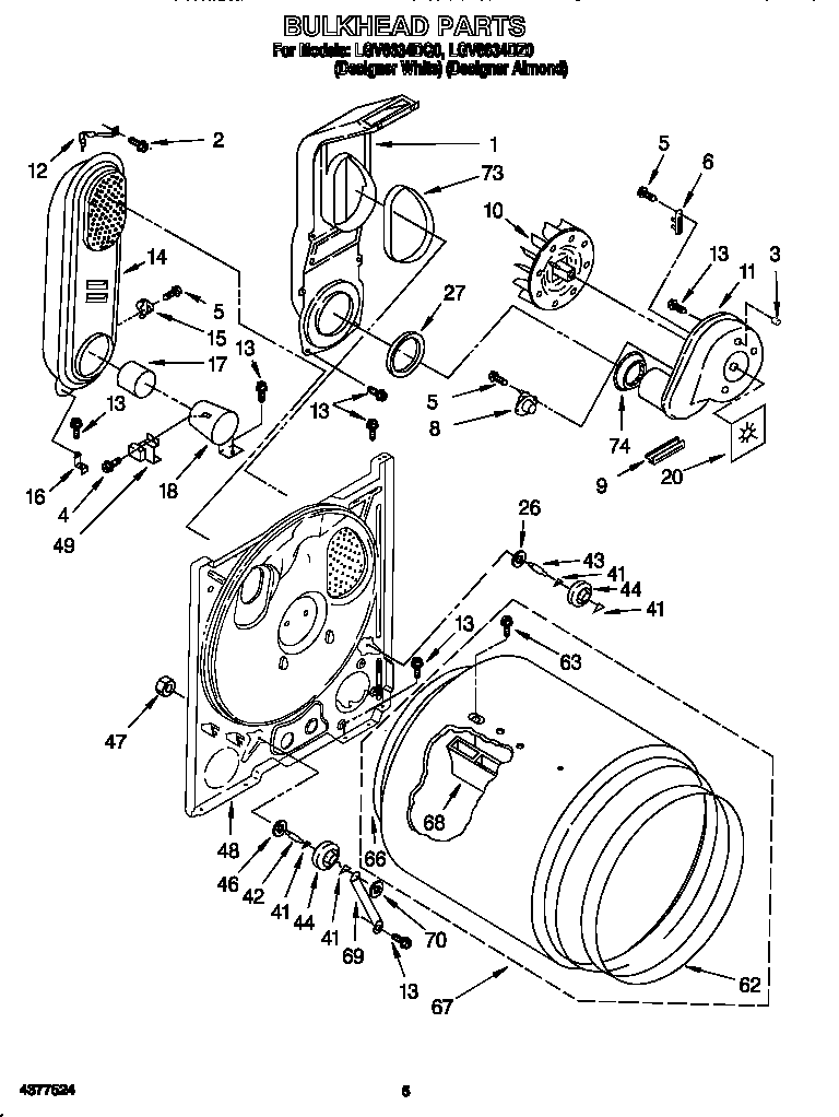 Whirlpool LGV6634DQ0 bulkhead diagram