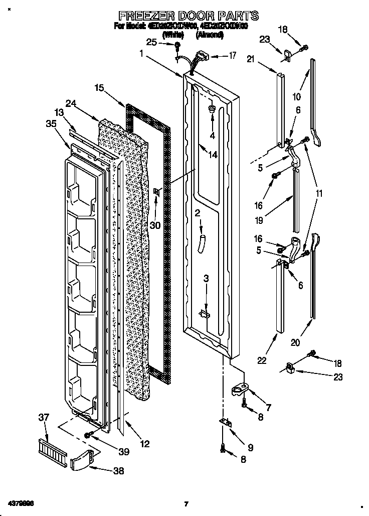 Whirlpool 4ED20ZKXDN00 freezer door diagram