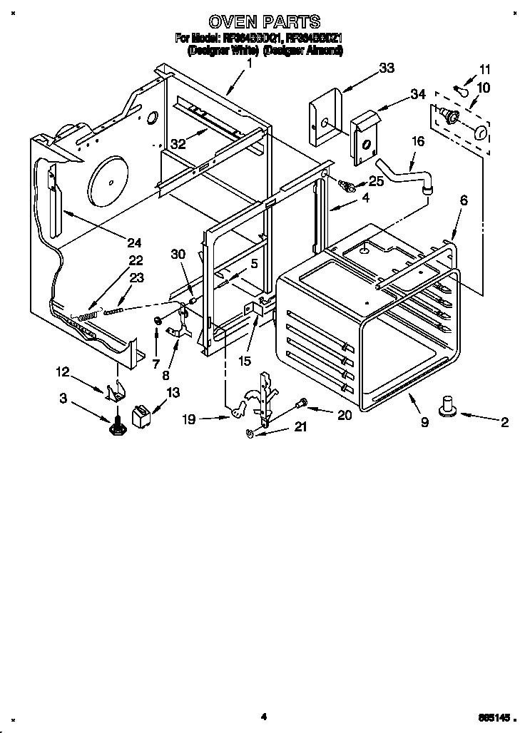 Whirlpool RF364BBDZ1 oven diagram