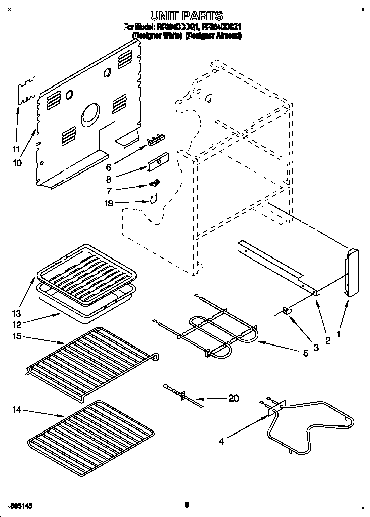 Whirlpool RF364BBDZ1 unit diagram