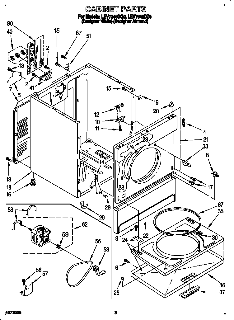 Whirlpool LEV7646DQ0 cabinet diagram