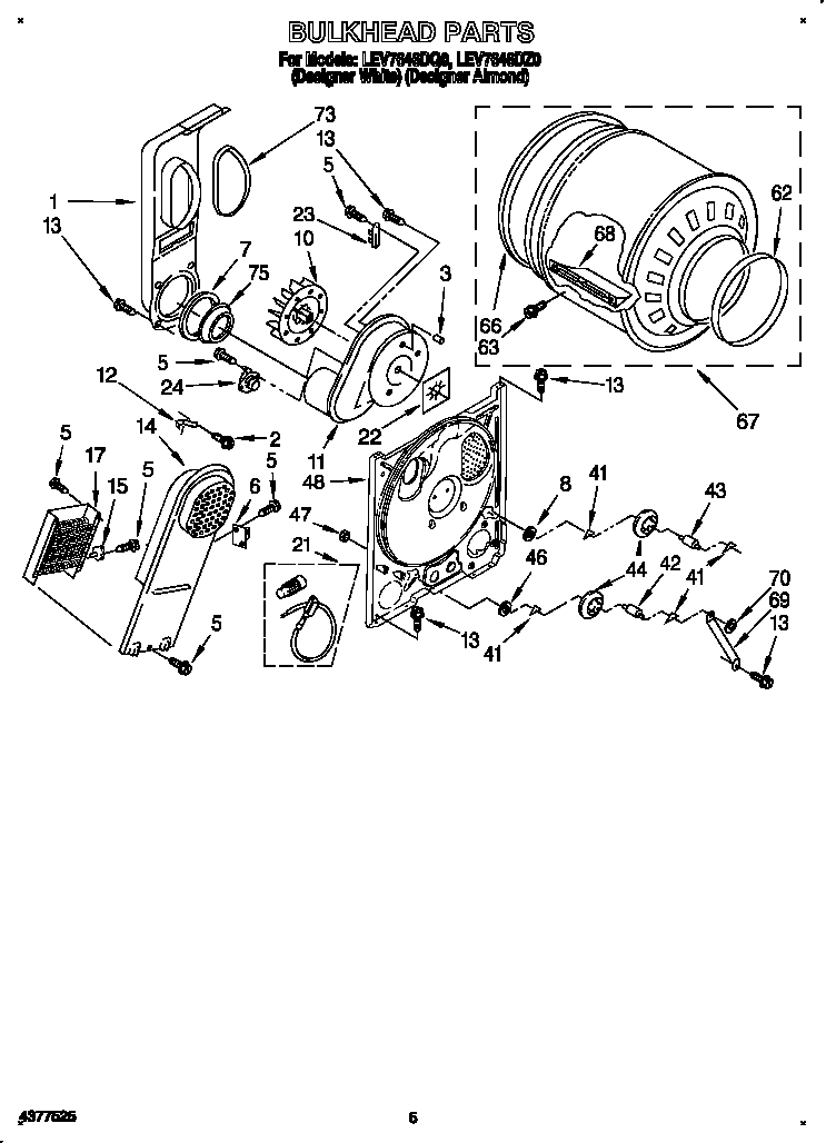 Whirlpool LEV7646DQ0 bulkhead diagram