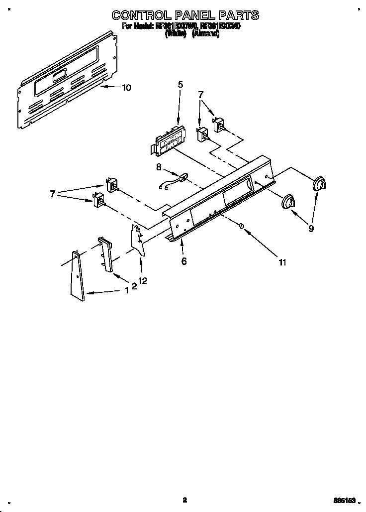 Whirlpool RF361BXDW0 control panel diagram
