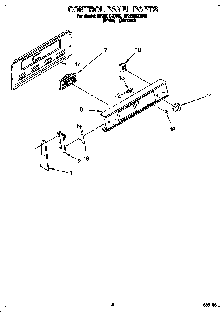 Whirlpool RF3661XDW0 control panel diagram