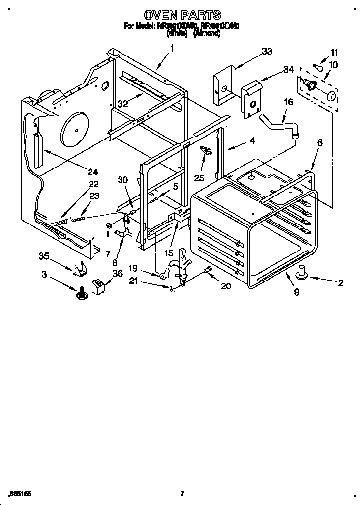 Whirlpool RF3661XDW0 oven diagram