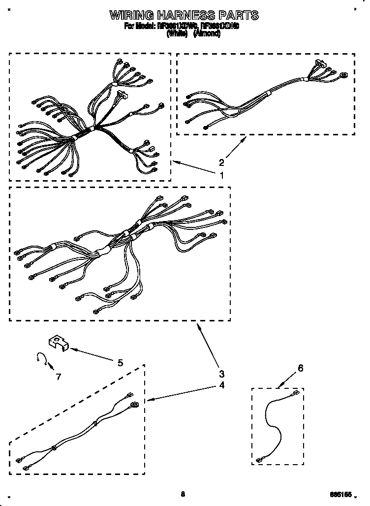 Whirlpool RF3661XDW0 wiring harness diagram