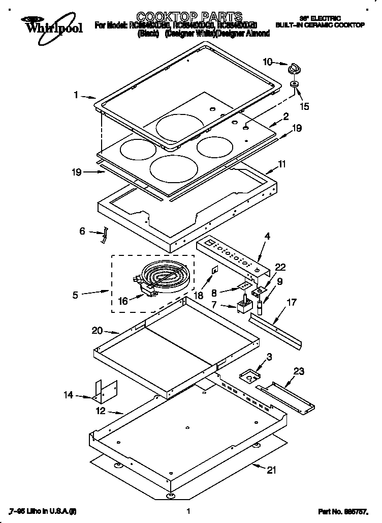 Whirlpool RC8646XDB0 cooktop diagram