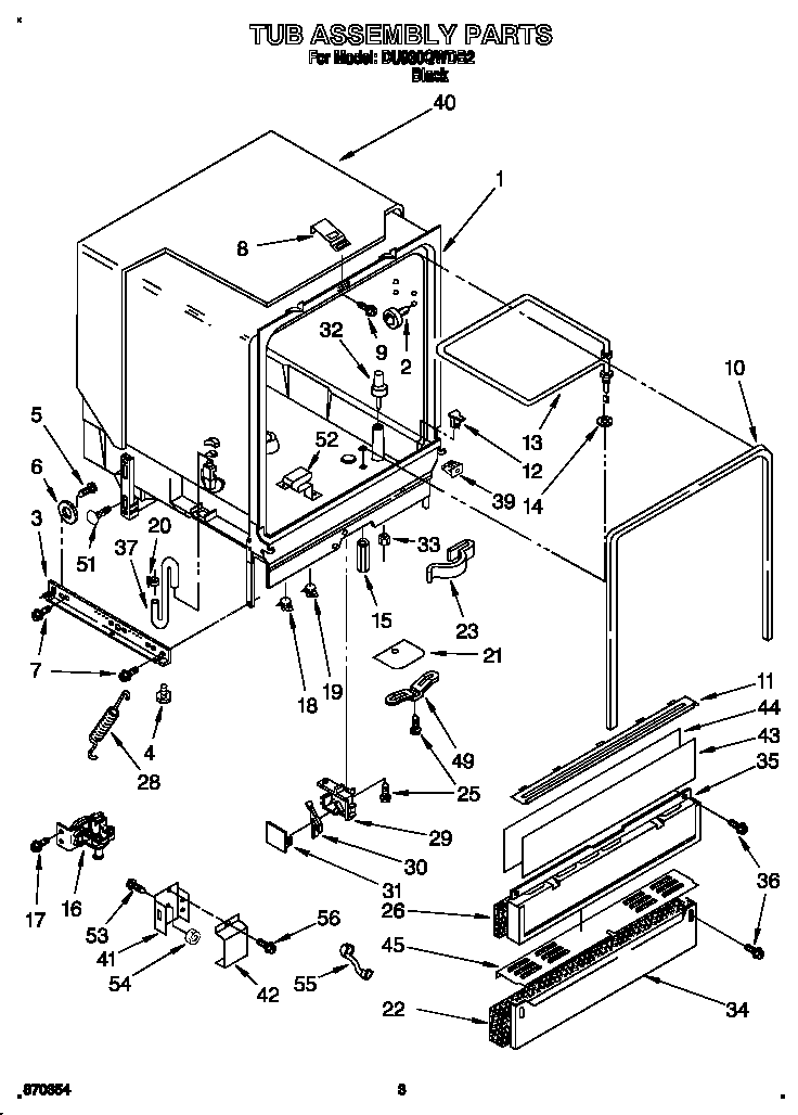Whirlpool DU930QWDB2 tub assembly diagram