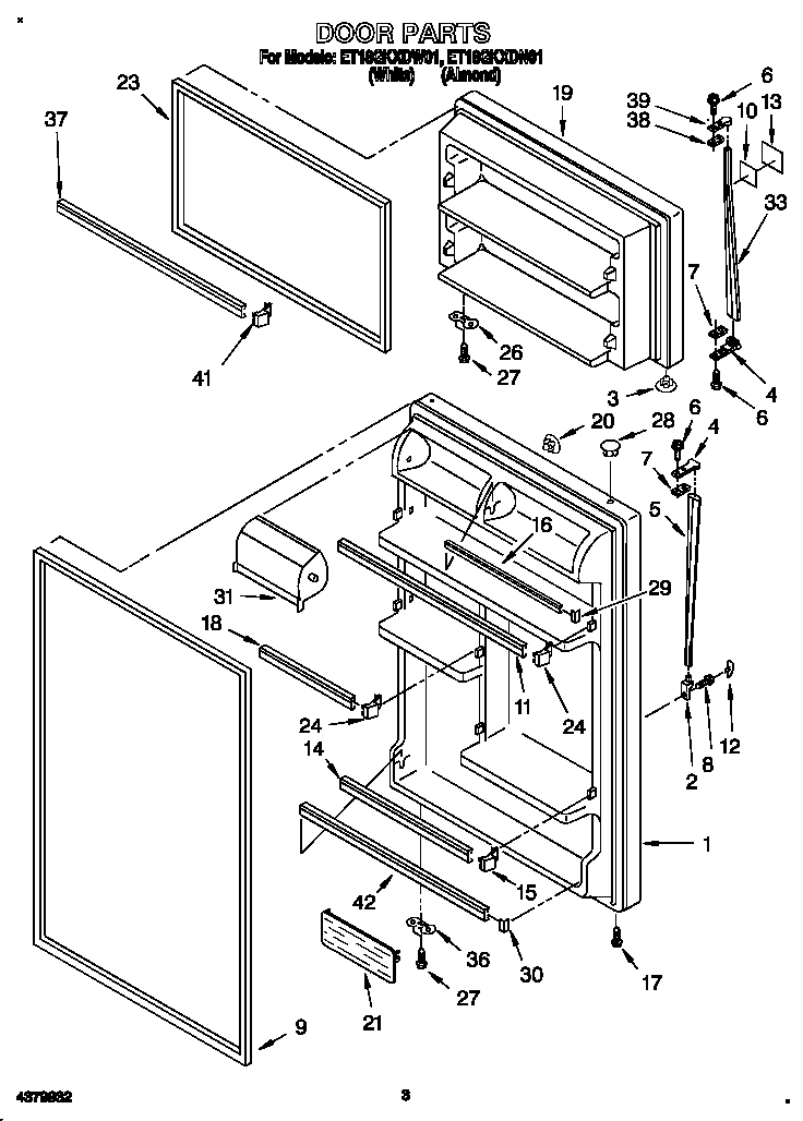 Whirlpool ET18GKXDW01 door diagram