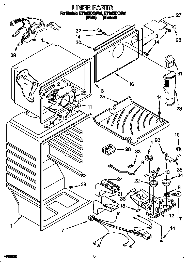 Whirlpool ET18GKXDW01 liner diagram