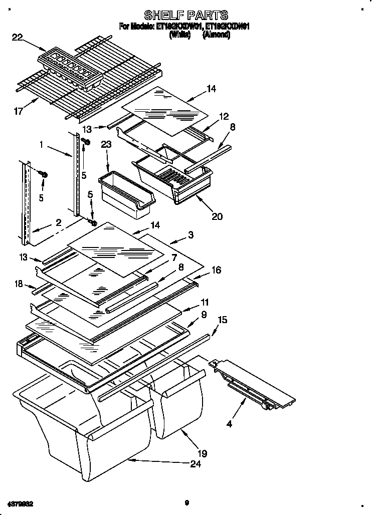 Whirlpool ET18GKXDW01 shelf diagram