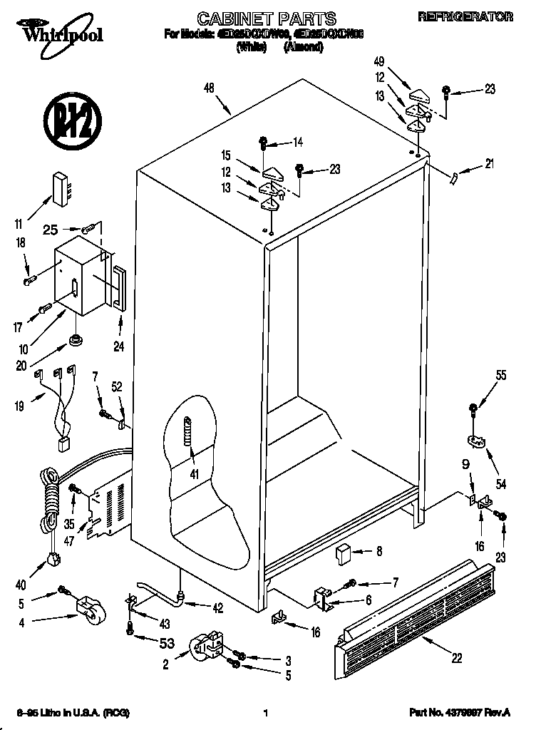 Whirlpool 4ED25DQXDN00 cabinet diagram