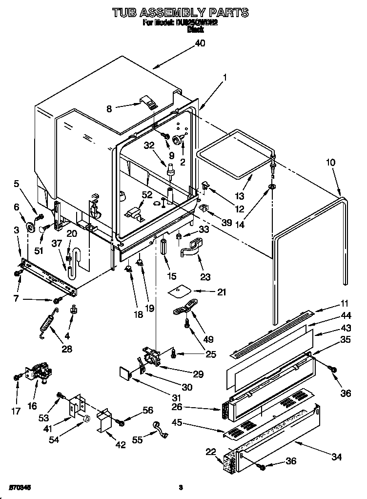 Whirlpool DU925QWDB2 tub assembly diagram