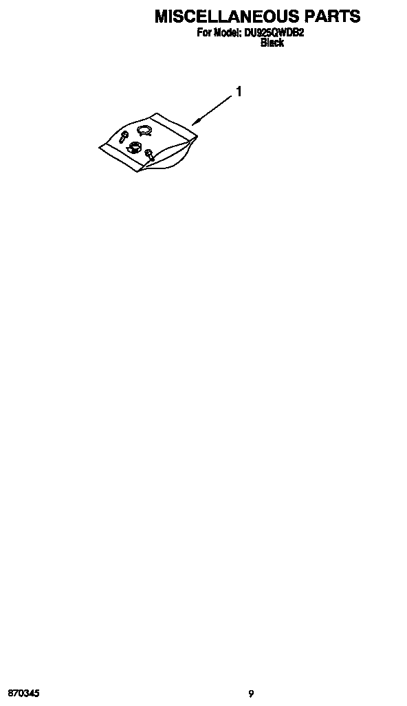 Whirlpool DU925QWDB2 miscellaneous diagram