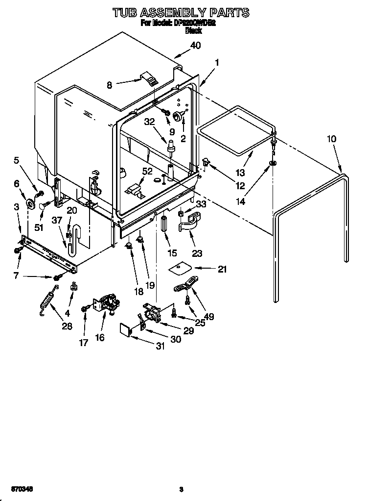 Whirlpool DP920QWDB2 tub assembly diagram