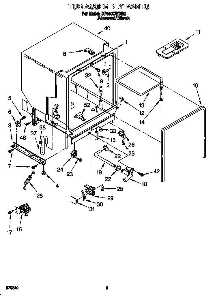 Whirlpool DP840CWDB2 tub assembly diagram