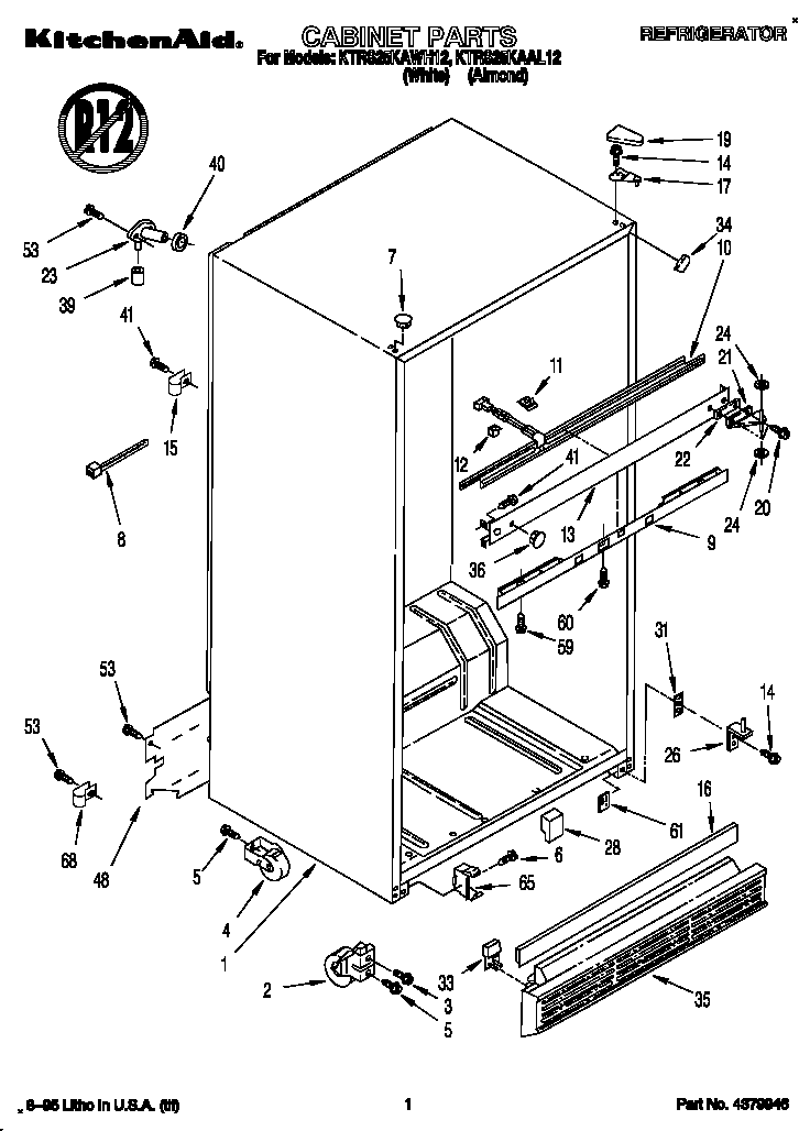KitchenAid KTRS25KAAL12 cabinet diagram