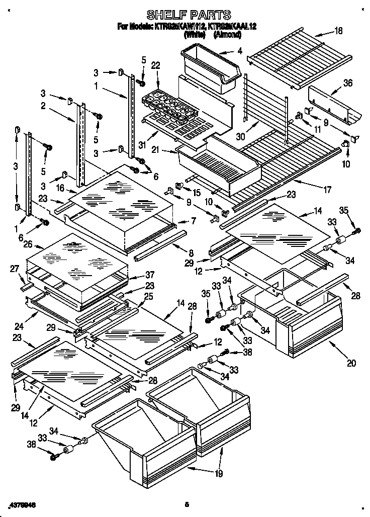 KitchenAid KTRS25KAAL12 shelf diagram