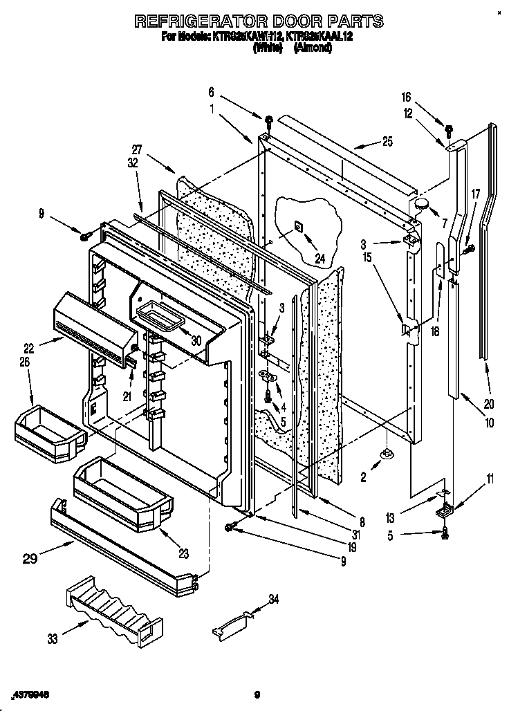 KitchenAid KTRS25KAAL12 refrigerator door diagram