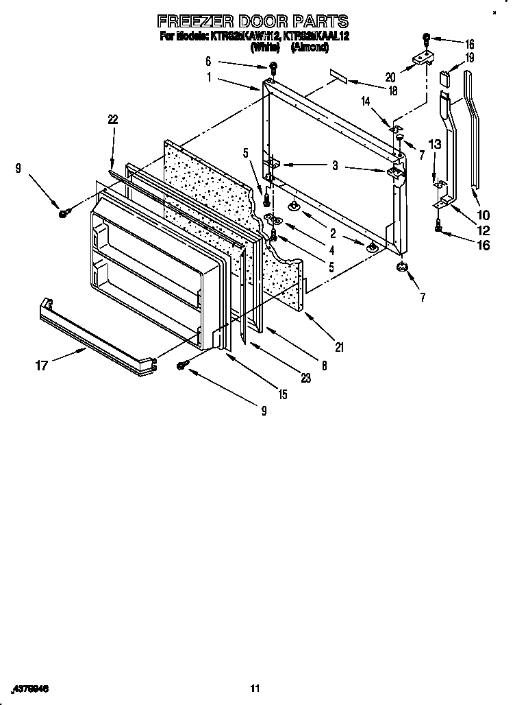 KitchenAid KTRS25KAAL12 freezer door diagram