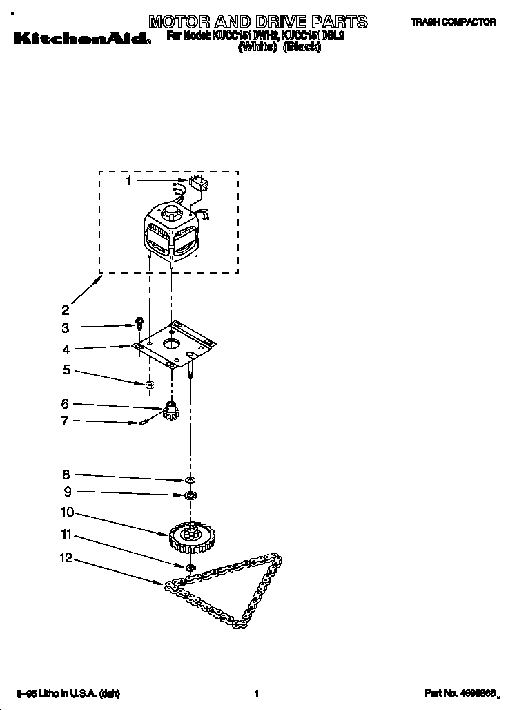 KitchenAid KUCC151DWH2 motor and drive diagram