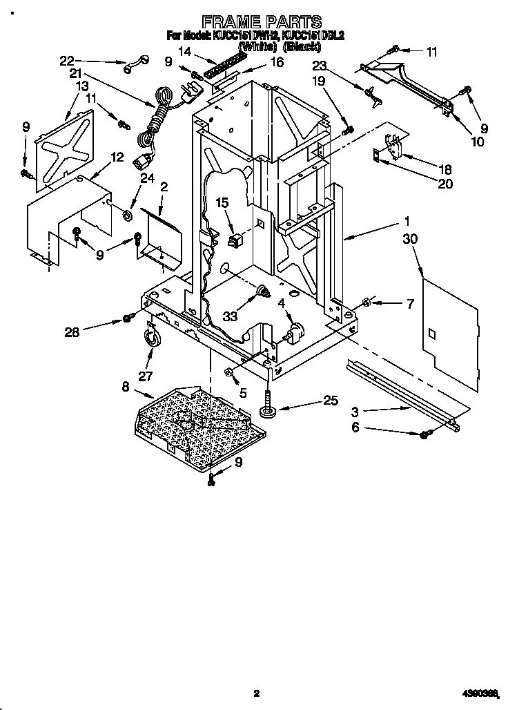 KitchenAid KUCC151DWH2 frame diagram