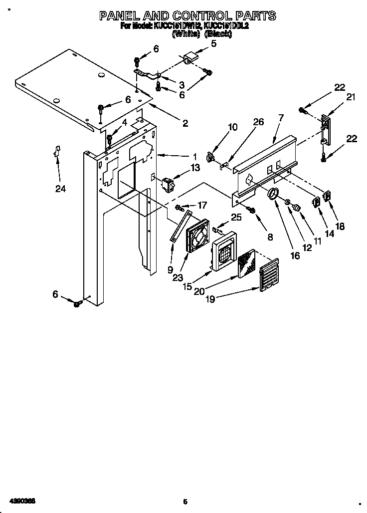 KitchenAid KUCC151DWH2 panel and control diagram