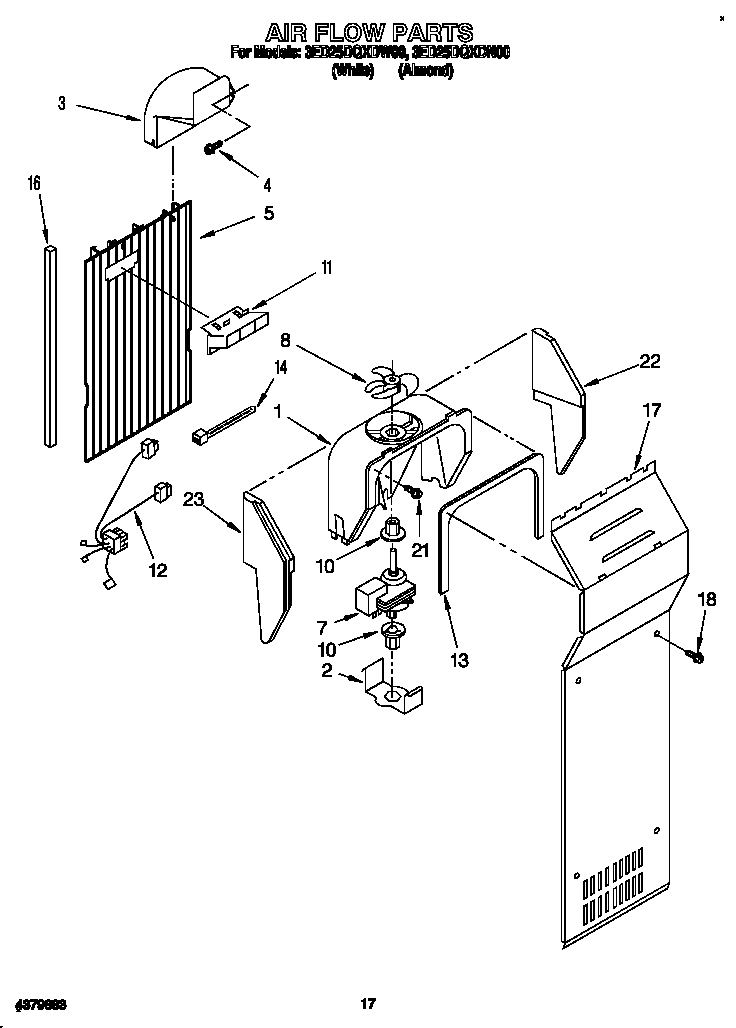 Whirlpool 3ED25DQXDW00 air flow diagram