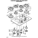 KitchenAid KGCT365XAL0 cooktop, burner and grate diagram