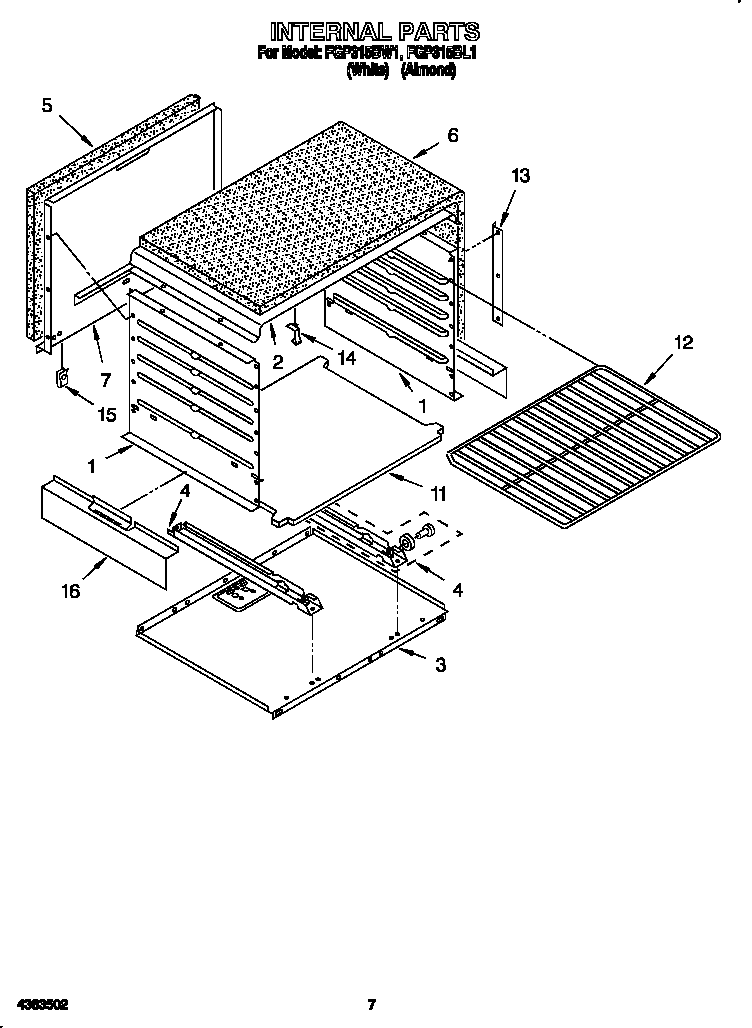 Roper FGP315BW1 internal diagram