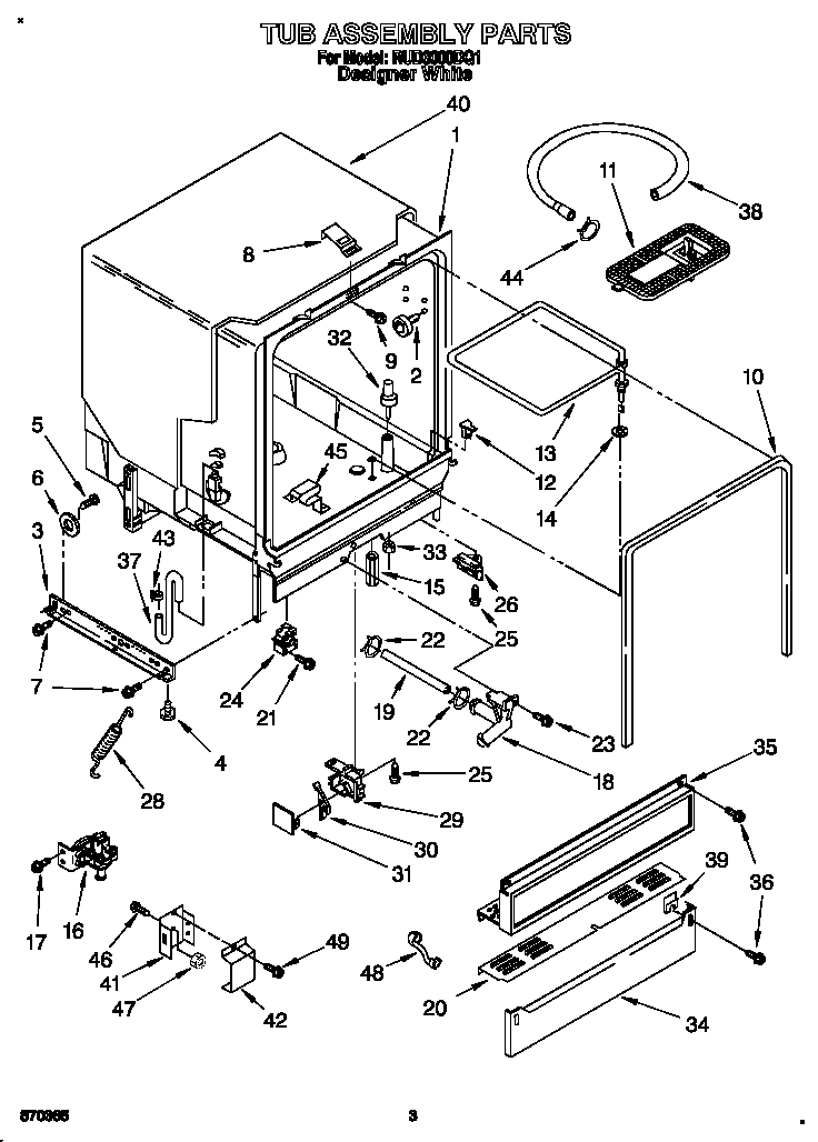 Roper RUD3000DQ1 tub assembly diagram