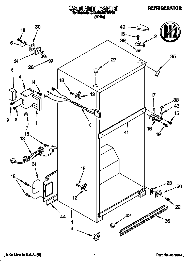 Whirlpool 3XARG457WP01 cabinet diagram