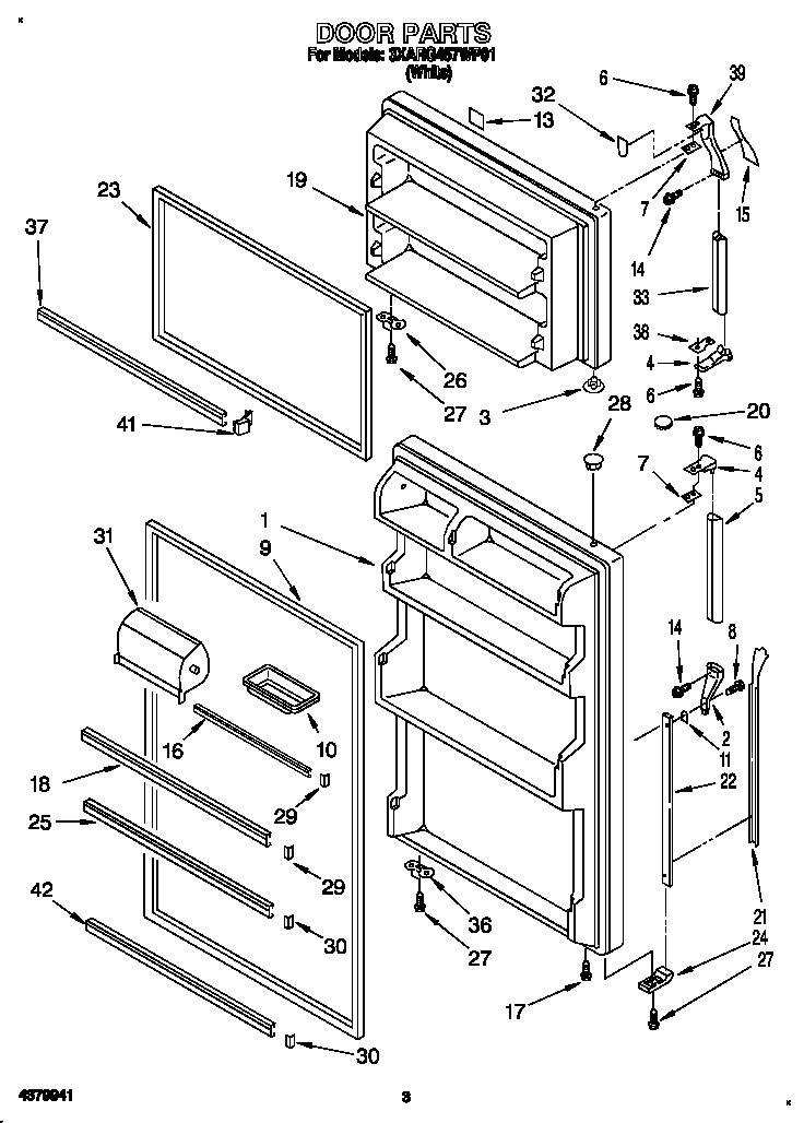 Whirlpool 3XARG457WP01 door diagram