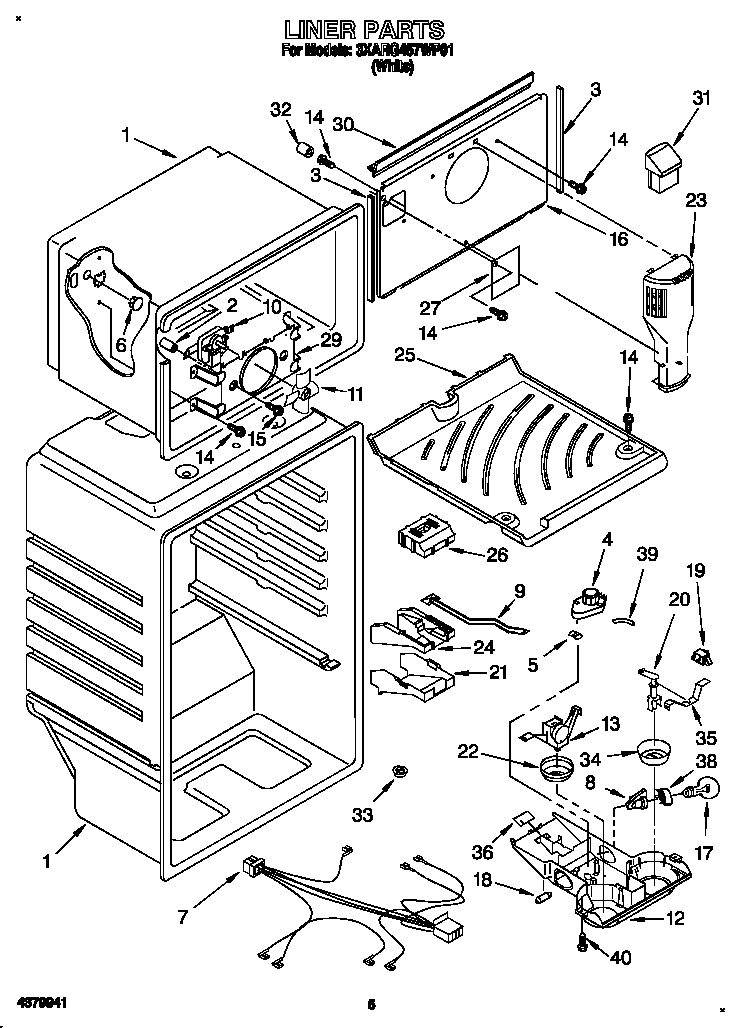 Whirlpool 3XARG457WP01 liner diagram