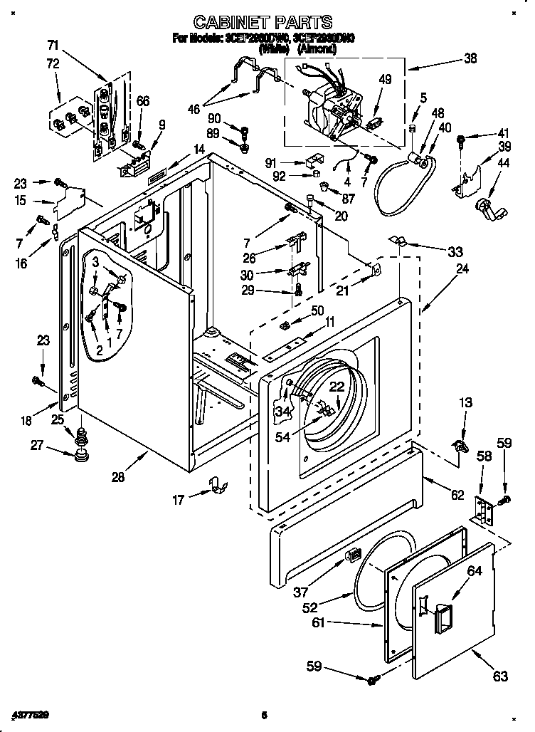 Whirlpool 3CEP2960DW0 cabinet diagram