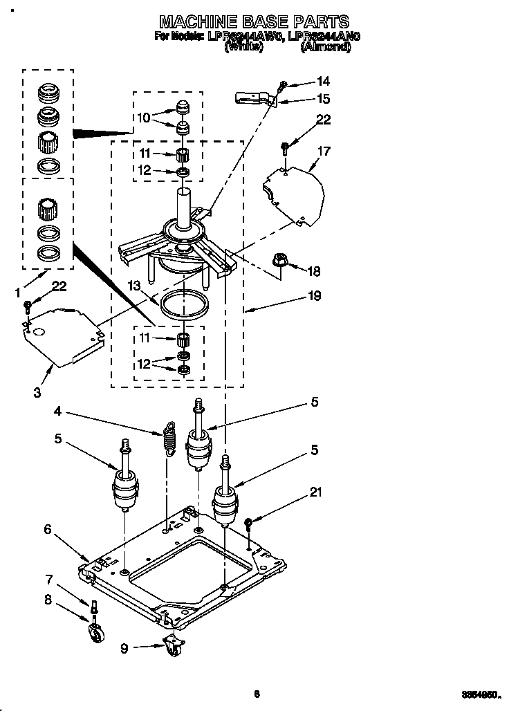 Whirlpool LPR6244AN0 machine base diagram