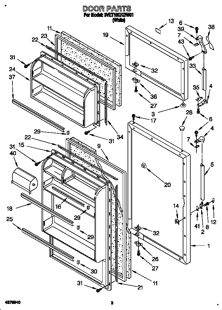 Whirlpool 3VET16GKBW01 door diagram
