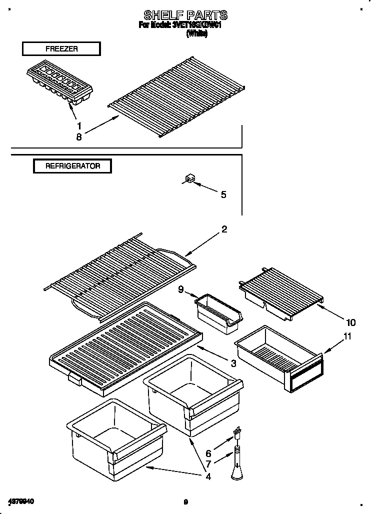 Whirlpool 3VET16GKBW01 shelf diagram