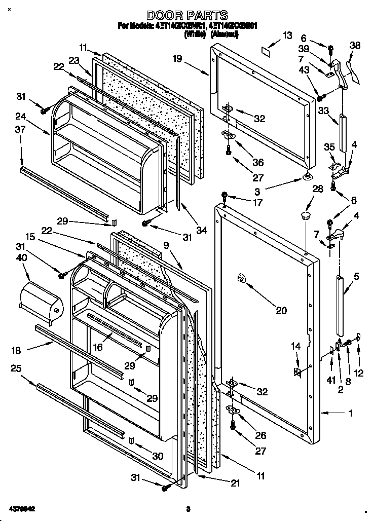 Whirlpool 4ET14GKXBW01 door diagram