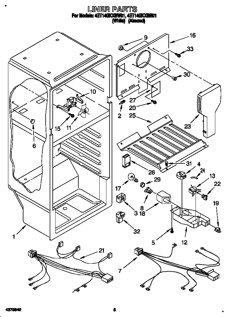 Whirlpool 4ET14GKXBW01 liner diagram