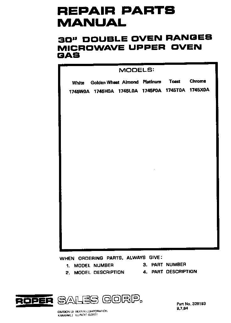 Roper 1745*0A front cover diagram