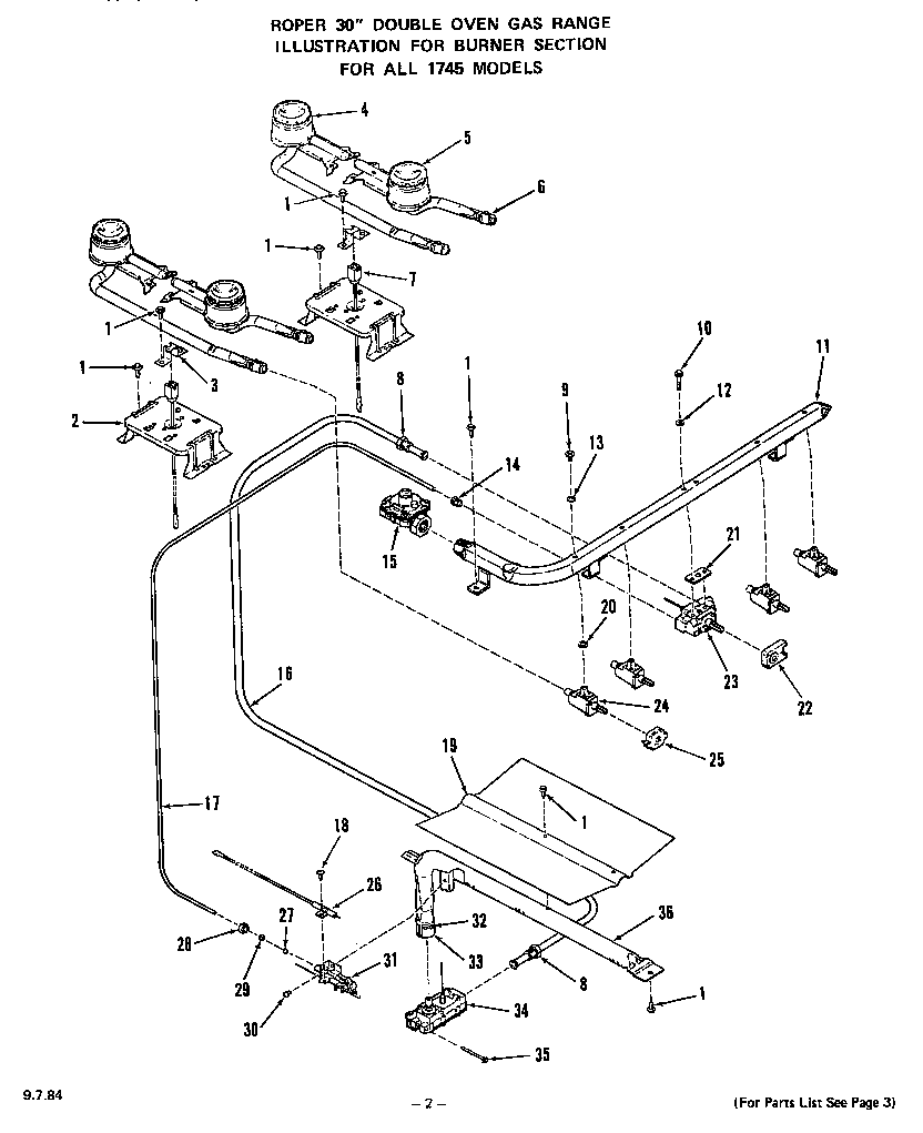 Roper 1745*0A burner diagram