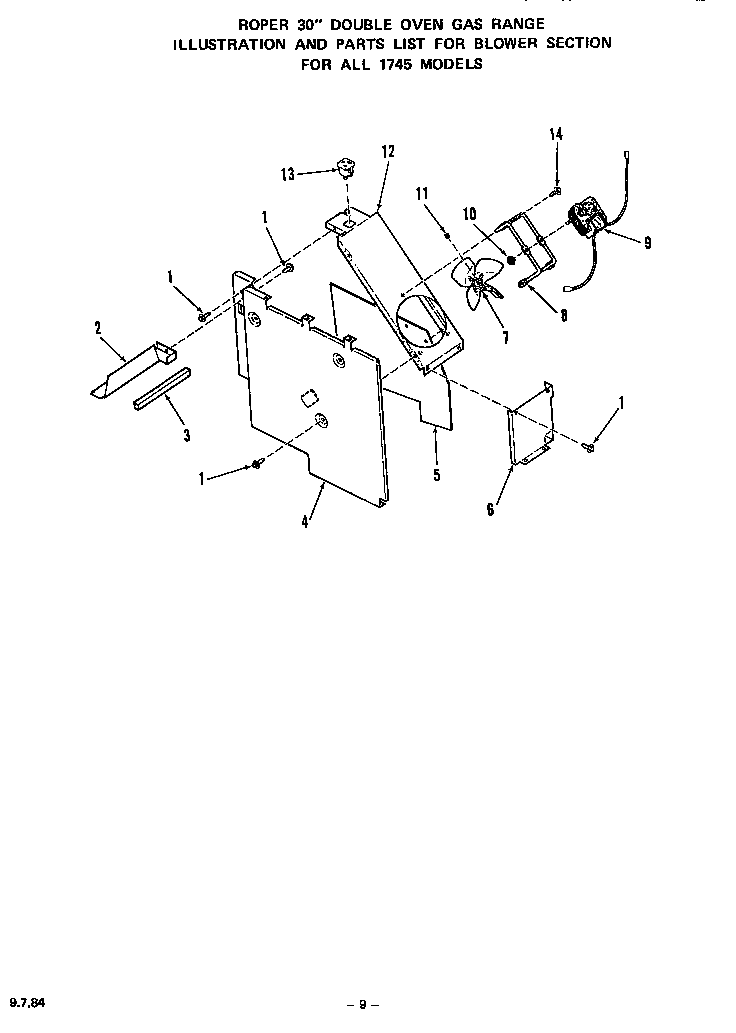 Roper 1745*0A blower diagram