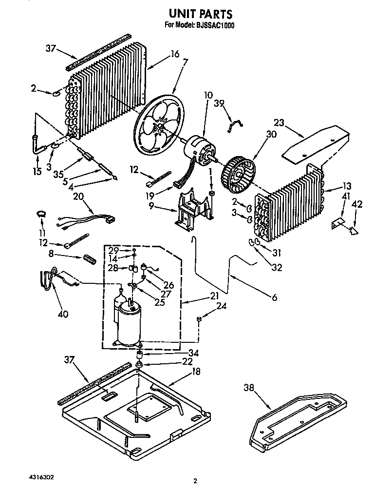 Whirlpool BJSSAC1000 unit diagram