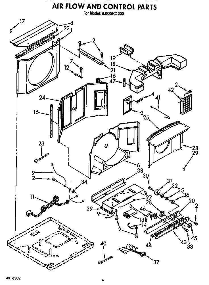 Whirlpool BJSSAC1000 air flow and control diagram