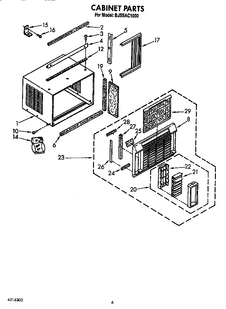 Whirlpool BJSSAC1000 cabinet diagram