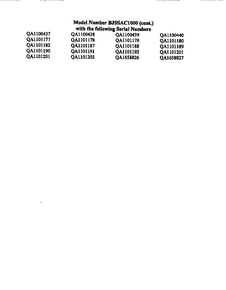 Whirlpool BJSSAC1000 serial numbers for bjssac1000 (cont.) diagram