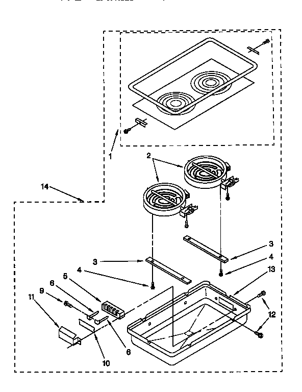Whirlpool RC8900XAH0 optional glass ceramic module diagram
