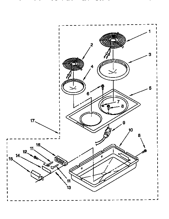 Whirlpool RC8900XAH0 optional electric coil module diagram