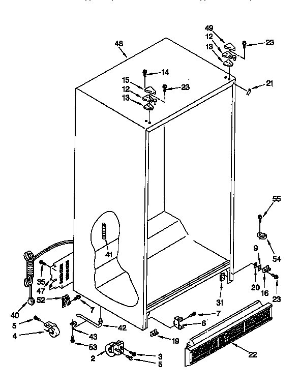 Whirlpool ED25DQXBN00 cabinet diagram